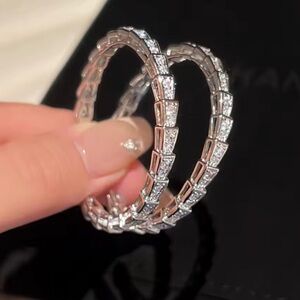 Anthropologie Silver Pavé Hoop Earrings